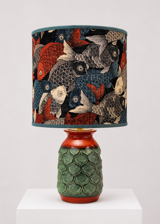 70er Jahre Jasba Vasenlampe mit japanischem Koi-Schirm