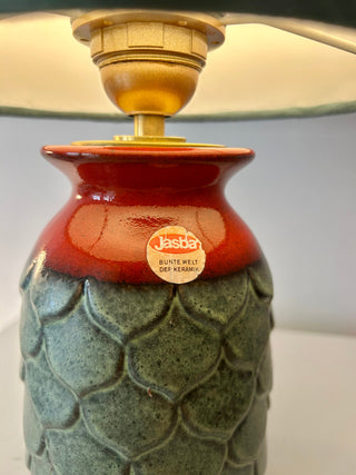70er Jahre Jasba Vasenlampe mit japanischem Koi-Schirm