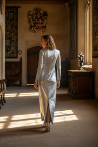 Silver Metallic 3D-Printed Dress – Futuristic Sheen Statement — Ansicht 11