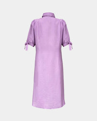 A-Line Linen Dress Lavender – 100% Linen, adjustable puff sleeves, size XL — Ansicht 3