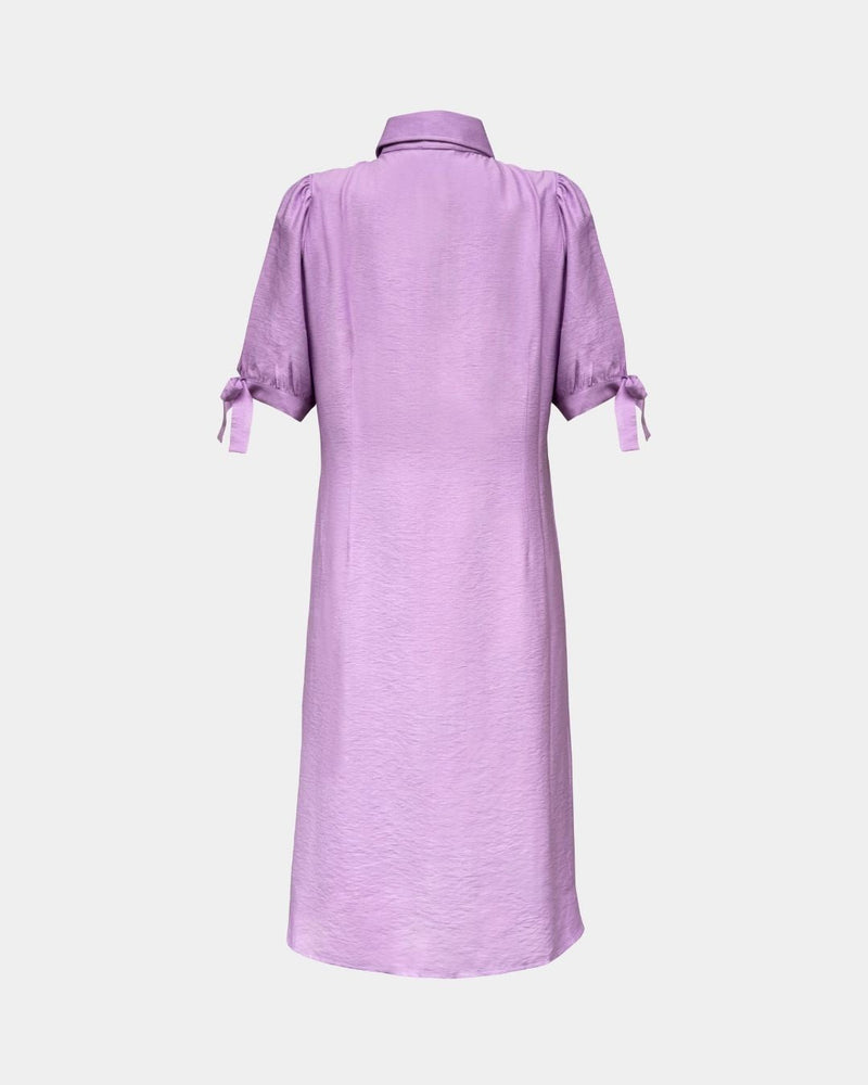 A-Line Linen Dress Lavender – 100% Linen, adjustable puff sleeves, size XL — Ansicht 3