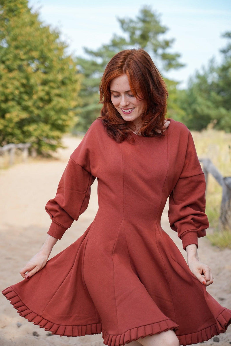 KAYLA Dress Sienna – Organic Cotton, Ruffle Hem, Elegant & Comfortable — Ansicht 5