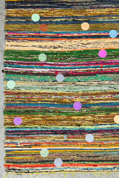 Balls Rug Hand-Printed Recycled Fabrics 180 x 105 cm