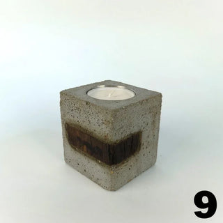 Fakö – Teelichthalter aus Beton & Holz | Edelstahl-Akzent | Modernes Design mit Charakter