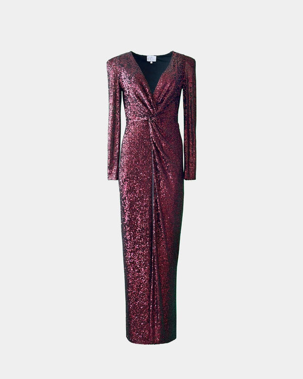 Cocktailkleid Sabrina, recyceltes Polyester, Paillettenbesatz, V-Ausschnitt