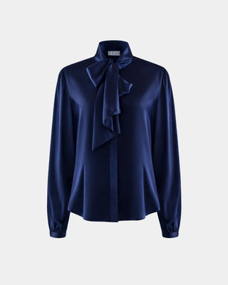 Bow-Tie-Bluse aus recyceltem PET-Polyester – nachhaltig | elegant | zeitlos