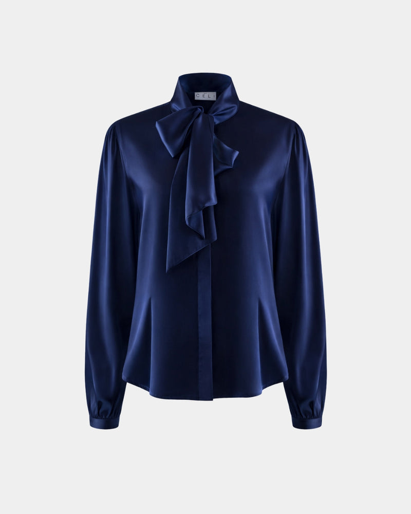 Bow-Tie-Bluse aus recyceltem PET-Polyester – elegant & nachhaltig — Ansicht 6