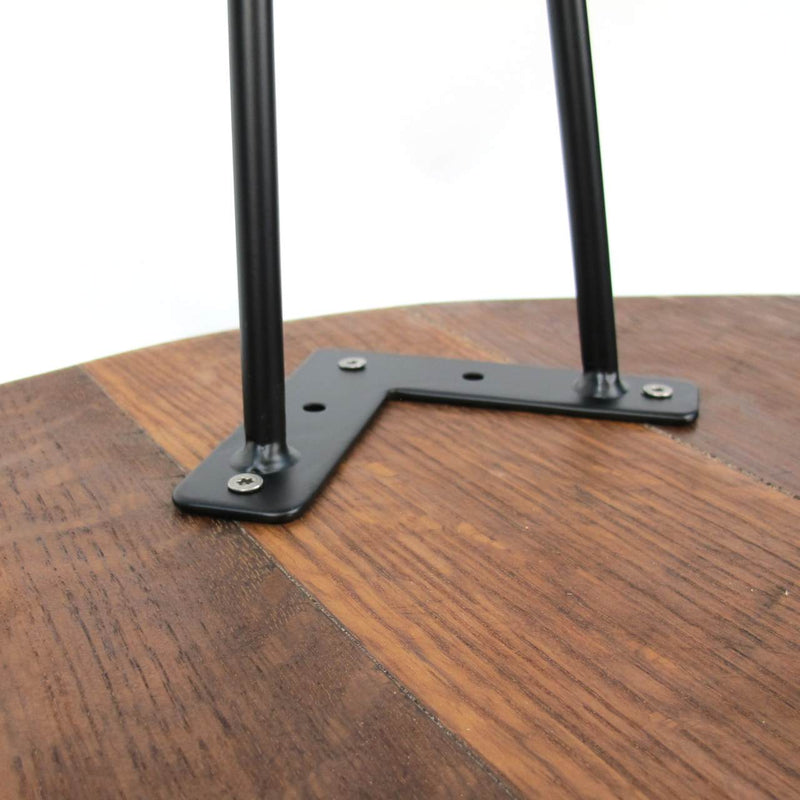 Handmade Whiskey Barrel Lid Coffee Table Ø66cm – Oak Wood with Steel Legs — Ansicht 9