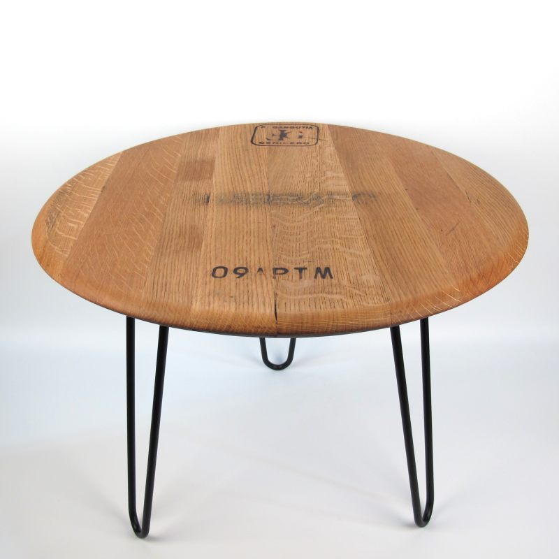 Coffee table Valserrano wine barrel lid Ø55cm Handmade oak wood — Handworkz