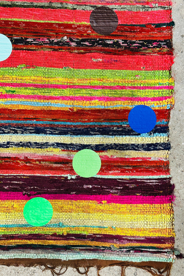 Balls Rug Hand-Printed Recycled Fabrics 180 x 105 cm