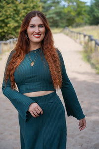 Lya Crop Pullover bottle green – Women's Knitted Jumper GOTS Organic Cotton — Ansicht 6