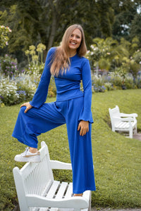 Lya Comfy Pants cobalt blue – Fabric trousers with elastic waistband — Ansicht 6