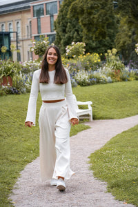 Lya Comfy Pants creamy white – Elegante Stoffhose mit elastischem Bund — Ansicht 7