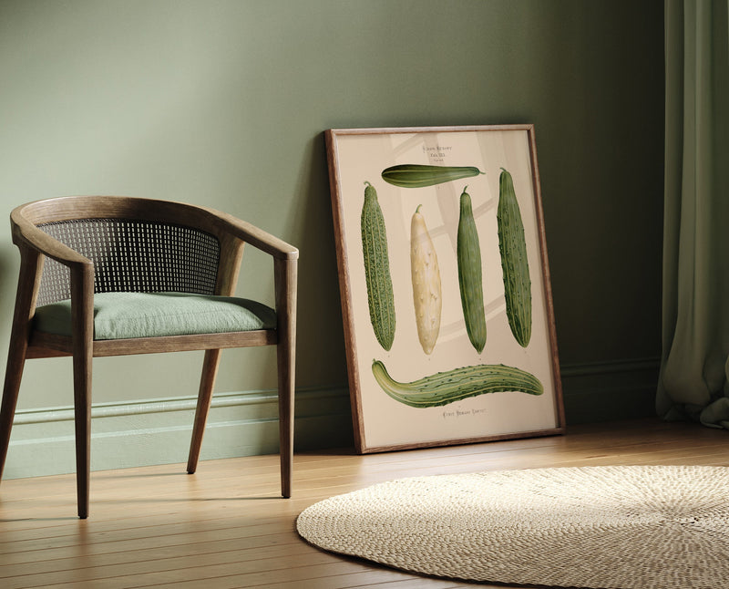 Cucumbers Chart – Botanical Poster | Fine Art Print | Grüne Gemüseillustration — Ansicht 2