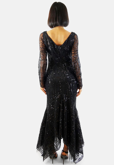 Aline CELI Dress Marry – Maxi Dress Recycled Polyester Sequins High-Low-Mermaid