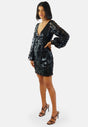 Dress Sustainable Fabric Babi Black Sequin Mini Dress recycled Polyester EU Production