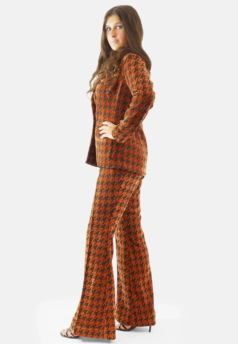 Pants Flared Design Houndstooth Recycled Polyester — Ansicht 2