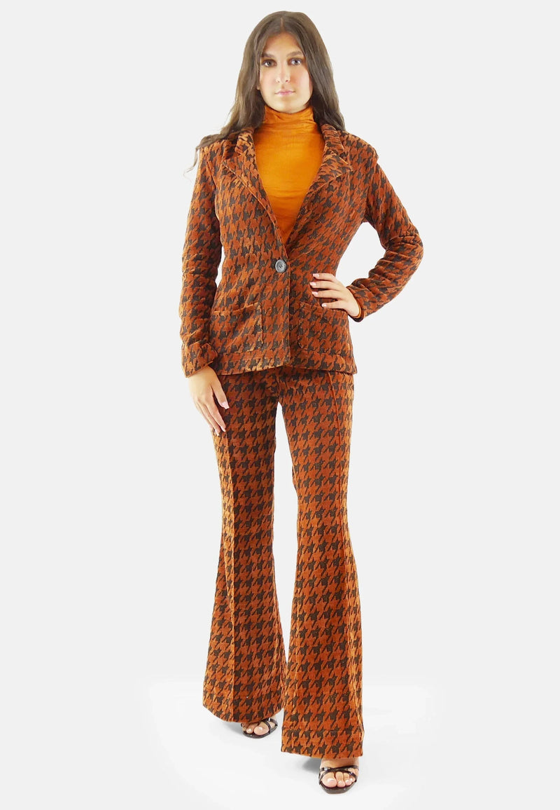 Blazer Sustainable Fabric Shimmery Houndstooth Recycled Polyester EU Production — Aline CELI