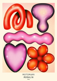 Rosalía Album Motomami Pink & Red Shapes A3 Fine Art Print — Ansicht 2