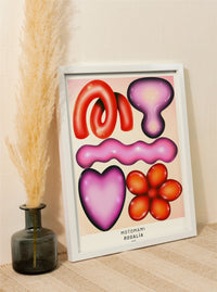 Rosalía Album Motomami Pink & Red Shapes A3 Fine Art Print — Ansicht 1