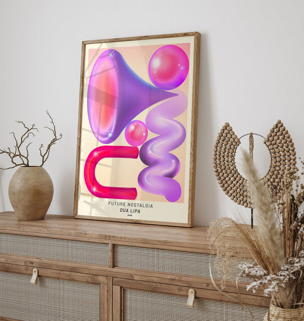 Dua Lipa Album Future Nostalgia Pink & Purple Shapes Poster