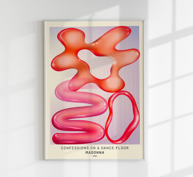 Madonna Confessions on a Dance Floor Poster – Pink & Red Shapes Art Print — Patroa Studio