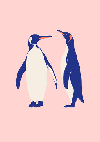 Pinguine in Pink – Fine Art Poster | Tierillustration | Minimalistisch