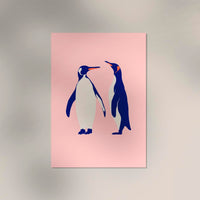 Pinguine in Pink – Fine Art Poster Tierillustration minimalistisch — Ansicht 3