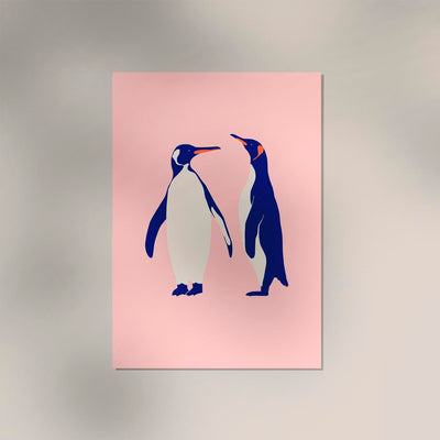 Pinguine in Pink – Fine Art Poster Tierillustration minimalistisch