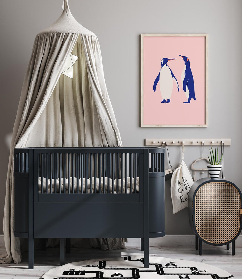 Pinguine in Pink – Fine Art Poster Tierillustration minimalistisch — Ansicht 2