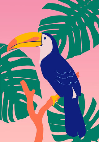Tropical Toucan Pink Art Poster – Fine Art Print | UV-Resistant | Canvas Edition