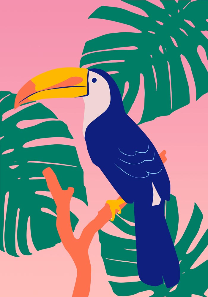 Tropical Toucan Pink Art Poster – Fine Art Print UV-Resistant Canvas — Ansicht 3