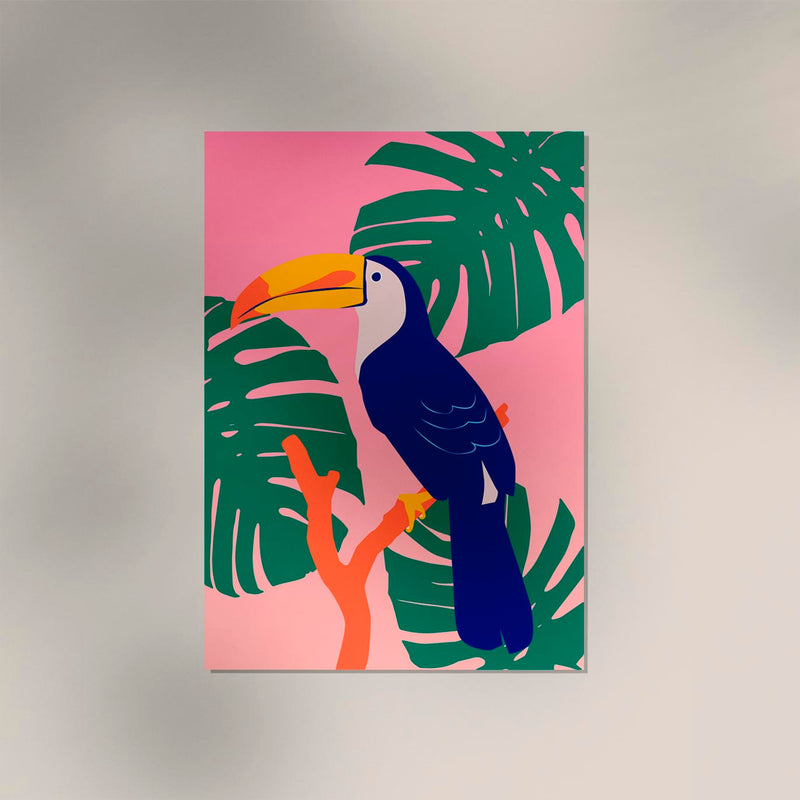 Tropical Toucan Pink Art Poster – Fine Art Print UV-Resistant Canvas — Ansicht 2