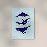 Whale & Dolphin Blue Poster – Fine Art Print Meeresmotive — Ansicht 2