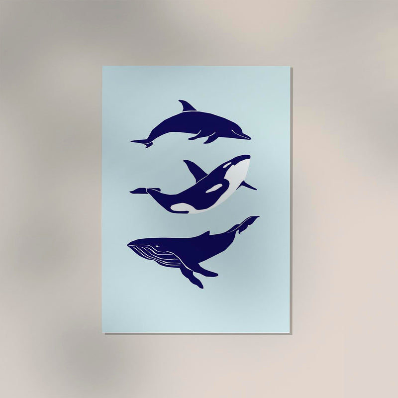 Whale & Dolphin Blue Poster – Fine Art Print Meeresmotive — Ansicht 2
