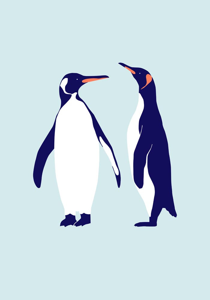 Penguins Blue Poster – Fine Art Wandbild | Stilvoll | Premium Canvas — Ansicht 3