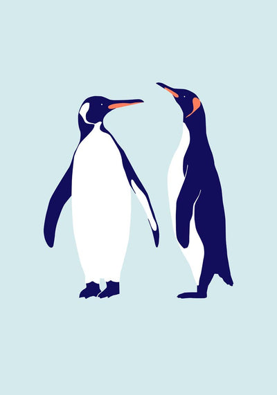 Penguins Blue Poster – Fine Art Wandbild | Stilvoll | Premium Canvas