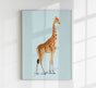 Giraffe Blue Poster – Moderne Giraffenillustration Fine Art Druck