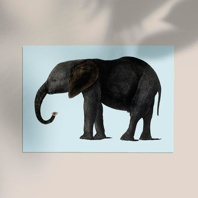 Blue Elephant Animal Illustration Poster – Hand-printed Berlin