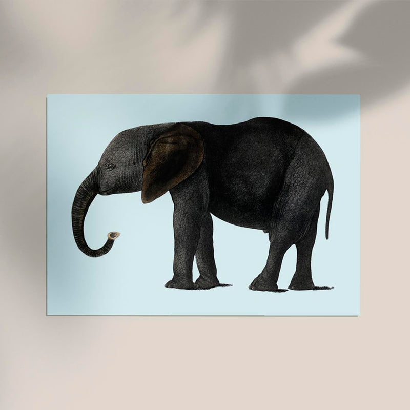 Blue Elephant Animal Illustration Poster – Hand-printed Berlin — Ansicht 2