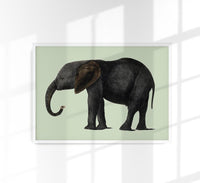 Green Elephant Animal Illustration Poster – Hand-printed Berlin — Ansicht 1