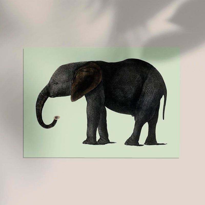 Green Elephant Animal Illustration Poster – Hand-printed Berlin — Ansicht 2
