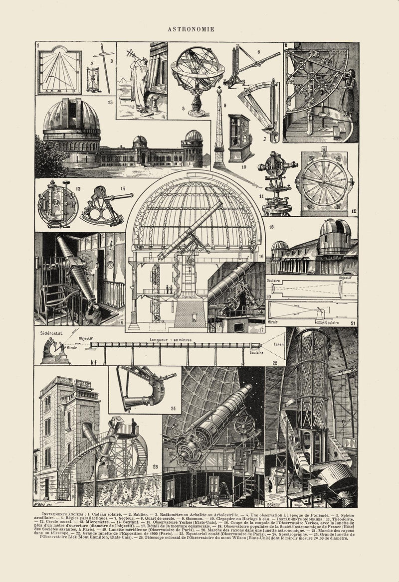 Larousse Astronomy Chart – Poster, Black and White Print — Ansicht 3