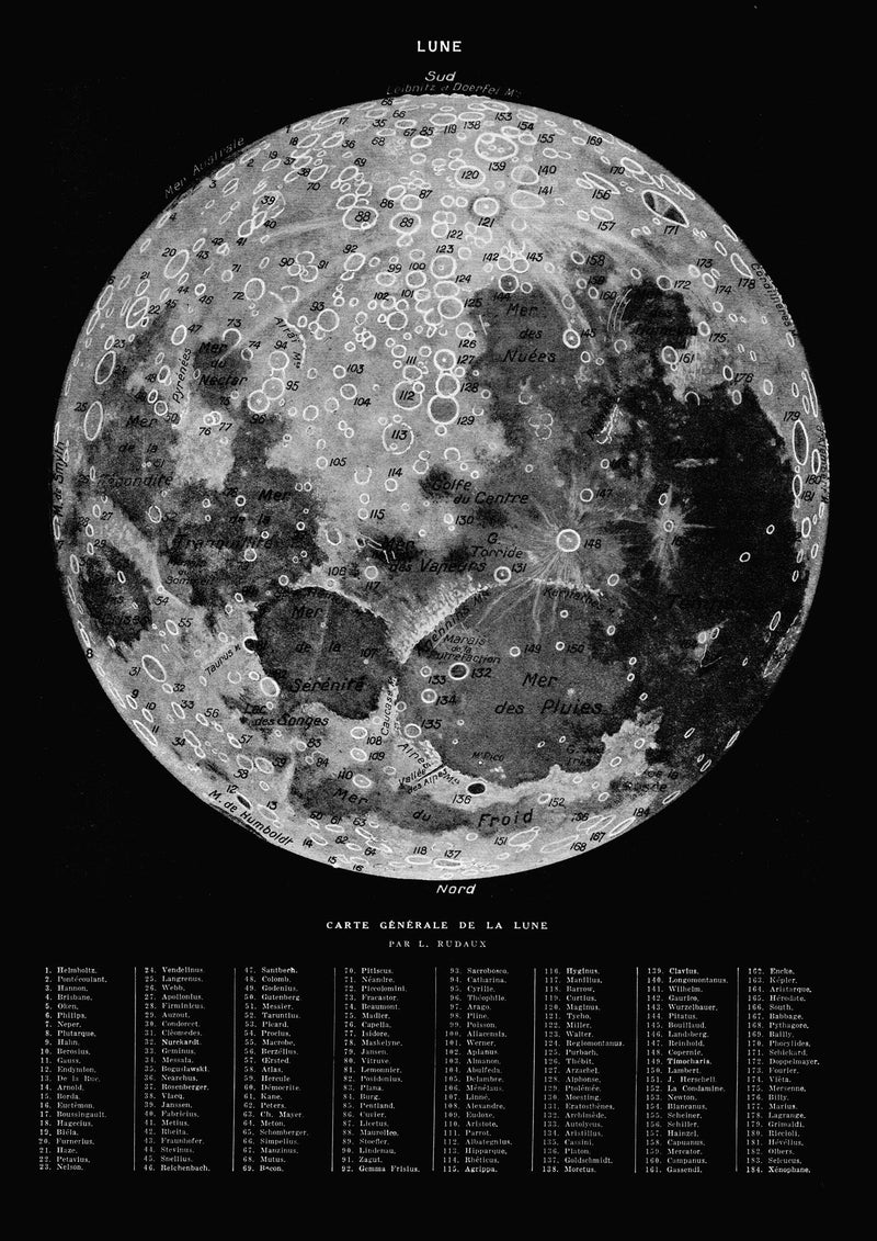 Moon Map Black Astronomical Poster - Print on Archival Paper — Ansicht 3