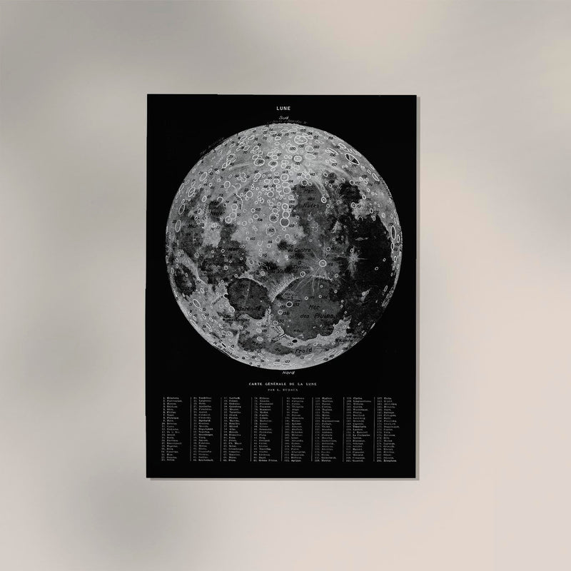 Moon Map Black Astronomical Poster - Print on Archival Paper — Ansicht 2