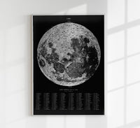 Moon Map Black Astronomical Poster - Print on Archival Paper — Ansicht 1