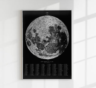 Moon Map Black Astronomical Poster