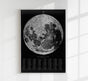 Moon Map Black Astronomical Poster - Print on Archival Paper