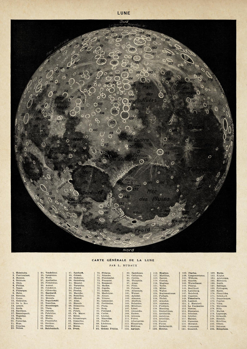 Moon Map Sepia Astronomical Poster – Hand-printed Berlin — Ansicht 3