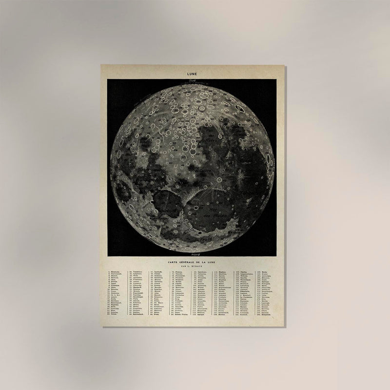 Moon Map Sepia Astronomical Poster – Hand-printed Berlin — Ansicht 2